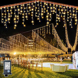 132ft Icicle Lights for Outside - 1280 LED Warm White Twinkle Lights with 240 Drops, 8 Modes - Outdoor String Light | Lumora