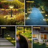 Ensenior Solar Pathway Lights IP65 Waterproof, RGB Color Changing & 3000K Warm White, 8-16Hr Runtime, Flower | Lumora
