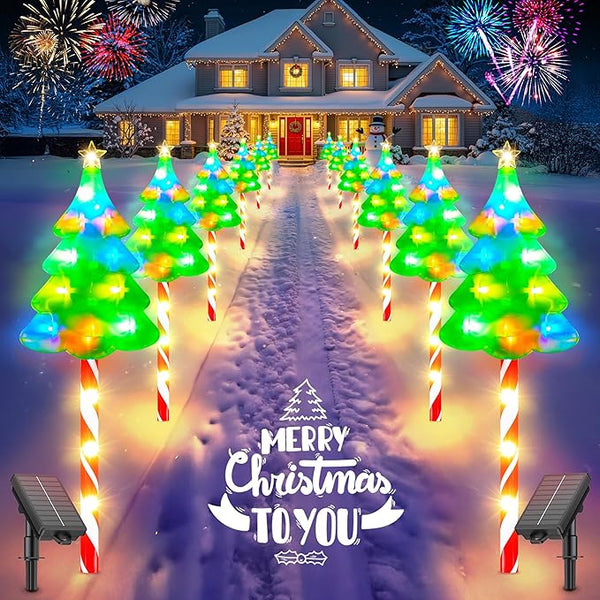 12 Pack Taller Solar Christmas Lights Outdoor with USB, Upgraded 10 Modes Christmas Tree Candy Cane Light with 204 | Lumora
