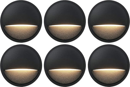 GKOLED Low Voltage Deck Lights Pack, 6pcs Round Deck Lights with 6pcs Cone Deck Lights