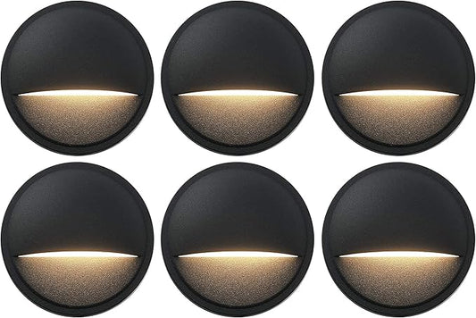 GKOLED Low Voltage Deck Lights Pack, 6pcs Round Deck Lights with 6pcs Cone Deck Lights