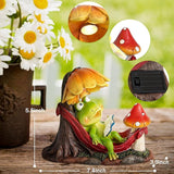 Leekung Solar Frog Garden Decor,Frog Statue with Solar Light for Outdoor Decorations,Reading Frog Figurine Garden | Lumora