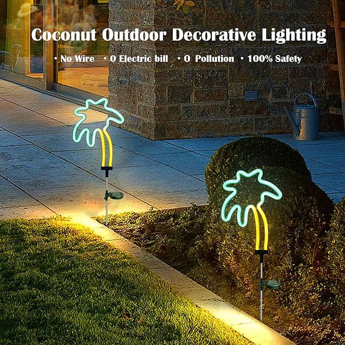 SunKite Coconut Solar Decorative Stake Lights - Outdoor Waterproof Neon Lights for Garden, Yard, Lawn, Pathway | Lumora