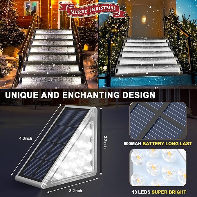 LED Solar Step Lights Waterproof Outdoor Stair Lights, Solar Deck Light Outdoor Decor IP67 Solar Decoration Light | Lumora