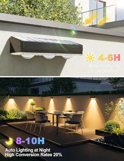 APONUO Solar Fence Lights Outdoor Waterproof, Fence Lights Solar Powered, 12 RGB Color Modes & Warm White & Cool White, Fence Solar Light Outdoor for Backyard, Patio, Wall, Deck, Yard（8 Pack, Black）