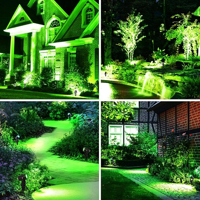 Green Solar Spot Lights Outdoor, 2 Pack Solar Landscape Spotlights IP65 Waterproof 9.8ft Cable, Auto On/Off Outdoor | Lumora