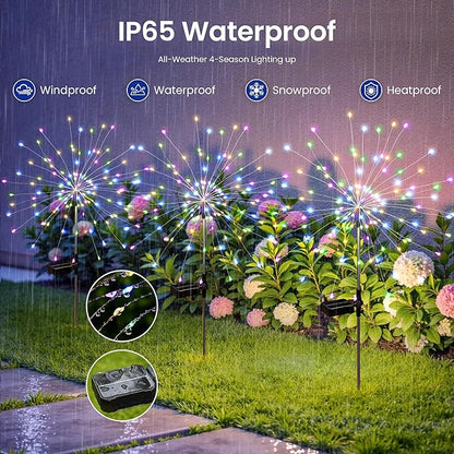 Solar Lights Outdoor, 120LED 8pack Fairy Garden Lights Decor for Outside Fireworks Lights Solar Powered for Yard, Patio, Pathway, Walkway, Balcony,Multicolor