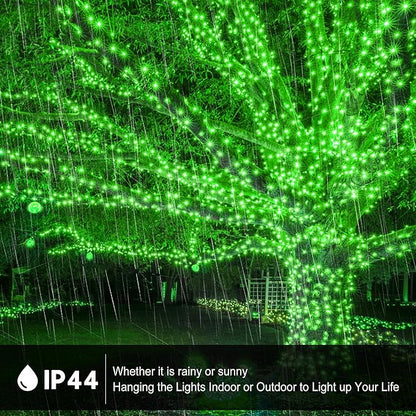 kemooie 500 LED Green St. Patrick's Day Lights, 164 FT 8 Lighting Mode with Memory Plug in Waterproof Fairy Lights, for Outdoor Birthday Christmas Wedding Party Garden Balcony Decorations (Green)