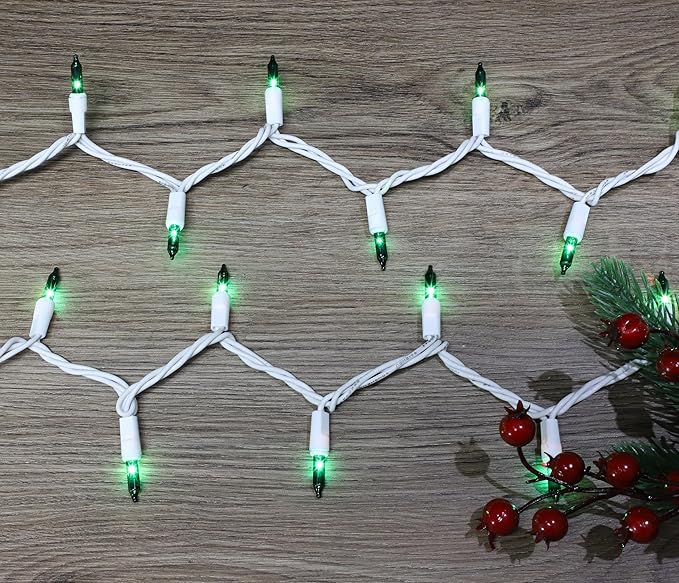 LAMPHOME Christmas String Light,100 Count Incandescent Mini String Light in 19.6ft,Indoor/Outdoor 120V UL Certified Mini Light for Christmas,Wedding,Patio Lawn,Home,Garden,Party (Green)