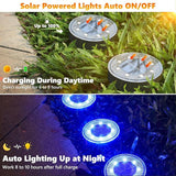 Joomer Solar Ground Lights, 4 Pack 8 LED Solar Lights Outdoor Waterproof IP68 Disc Light Landscape Lighting Garden | Lumora