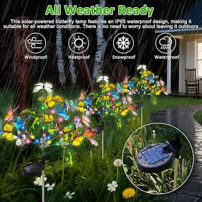 Anothera 4Pcs Solar Butterfly Lights Features Flashing or Steady-on Modes, Waterproof Sunflower Garden Lights for Outdoor Patio, Lawn, Yard, Valentine's Day Gifts for Wife and Girlfriend