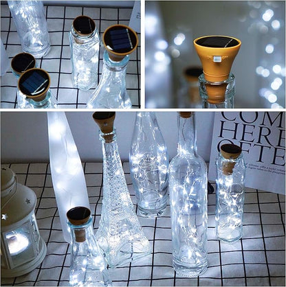 Decorman Upgraded 10 Pack Solar Wine Bottle Lights 20 LEDs Waterproof Silver Wire Cork Lights for Party, Wedding, Christmas, Holiday, Outdoor, Garden, Patio, Pathway Decor