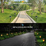10 Pack Solar Pathway Lights Outdoor - Bright Solar Powered Garden Lights with Flickering Flame, Auto On/Off | Lumora