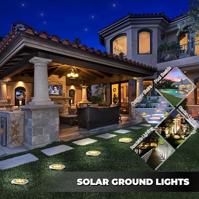 Solar Lights for Outside 16Pack, Solar Garden Outdoor Waterproof Pathway Bright In-Ground Lights Landscape Lighting Garden Decor for Yard, Patio, Driveway, Walkway Warm Light