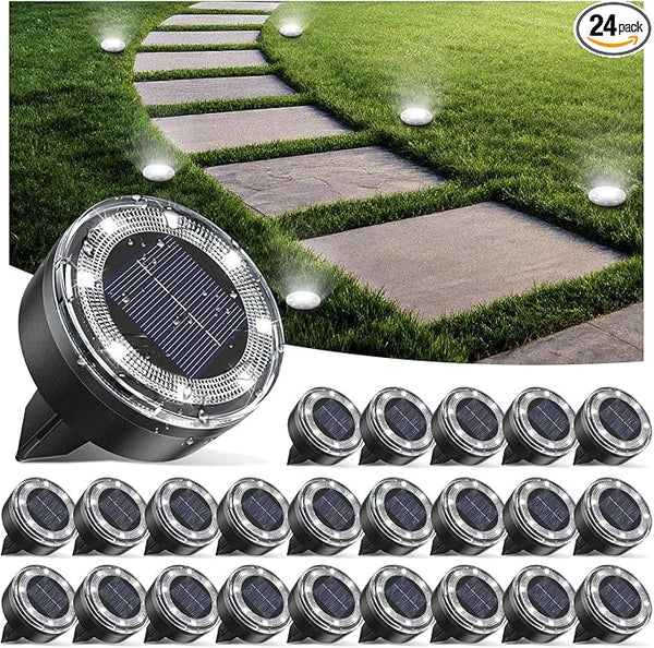 Mini Solar Ground Lights, 24 Pack Solar Lights Outdoor Waterproof, Upgraded LED Flat Landscape Lighting for Outside | Lumora