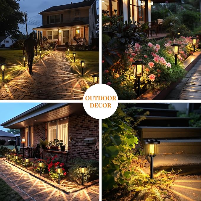 GIGALUMI Solar Outdoor Lights Waterproof, Pathway Light Solar Powered Landscape Lighting for Yard, Garden Decor for Outside Driveway Patio（6 Pack Warm White）