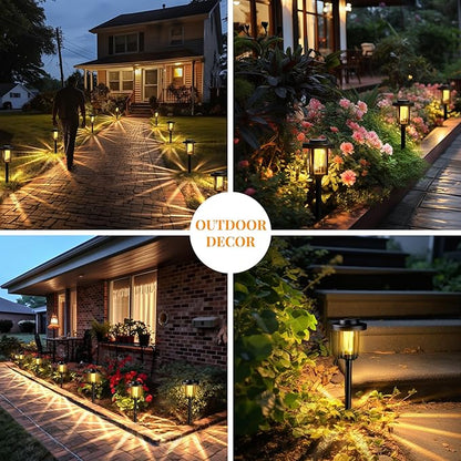 GIGALUMI Solar Outdoor Lights Waterproof, Pathway Light Solar Powered Landscape Lighting for Yard, Garden Decor for Outside Driveway Patio（6 Pack Warm White）