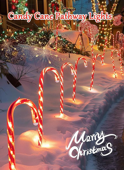 Brightown 20 Packs Solar Candy Cane Lights Outdoor Pathway, 8 Modes LED Outdoor Candy Cane Decorations Yard Lawn Driveway Walkway Sidewalk Christmas Decorations Outside