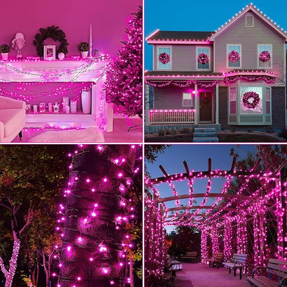 kemooie 300 LED Pink Valentine's Day Lights, 99 FT Connectable 8 Twinkle Modes String Lights with Memory Function, Waterproof Fairy Light for Outdoor Indoor Wedding Party Valentine's Day Decoration