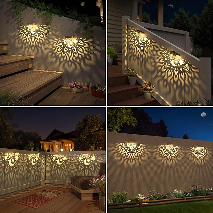 Solar Fence Lights 6 Pack Solar Deck Lights Waterproof LED Step Wall Outdoor Decorations Warm Yellow Decorative | Lumora
