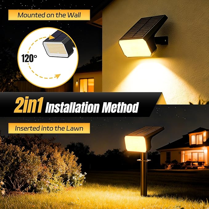 Solar Spot Lights Outdoor, [6 pack/118 LED] 4 Modes Auto On/Off Solar Landscape Spotlights, Ip67 Waterproof Solor | Lumora