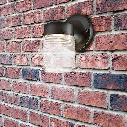 Design House 587246 Jelly Jar Indoor/Outdoor Integrated LED Wall Light, Black