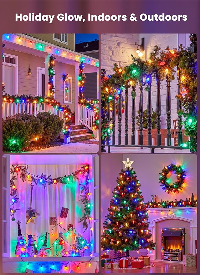 Minetom C9 LED Christmas Lights Outdoor, 81 Feet 100 LED String Light with Timer & 8 Lighting Mode, Waterproof | Lumora