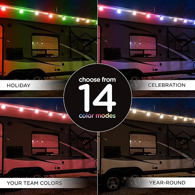 Enbrighten USB-Powered Cafe String Lights, 24ft, 24, LED, Color Changing, Indoor or Outdoor, Camping, Tailgate, Dorm Room, Round Bulb, 48372