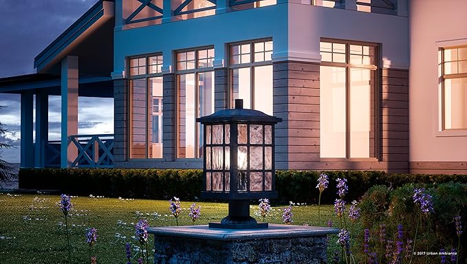 Urban Ambiance Luxury Craftsman Outdoor Post Light, Medium Size: 16.5" H x 9.5" W, with Tudor Style Elements | Lumora