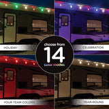 Enbrighten USB Color Changing String Lights with Solar Panel, 24ft Black Cord, 24 Acrylic Bulbs, Weatherproof | Lumora