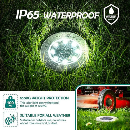 Solar Ground Lights, 12 Pack Solar Lights Outdoor Waterproof, Solar Garden Lights Landscape Lighting for Pathway, Patio, Yard, Driveway, Walkway (Cool White)