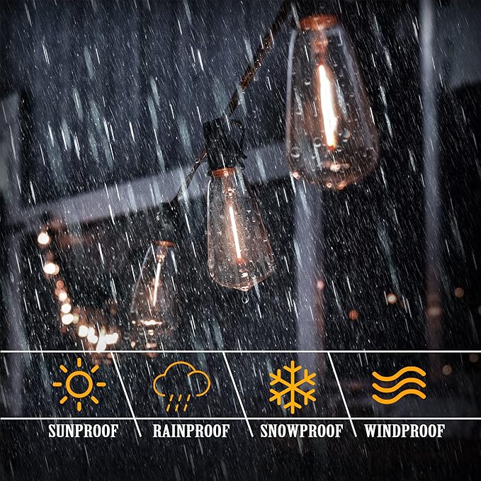 DAMAING Outdoor String Lights 150 FT Patio Lights String with 75 Dimmable ST38 Plastic LED Bulbs,Vintage | Lumora