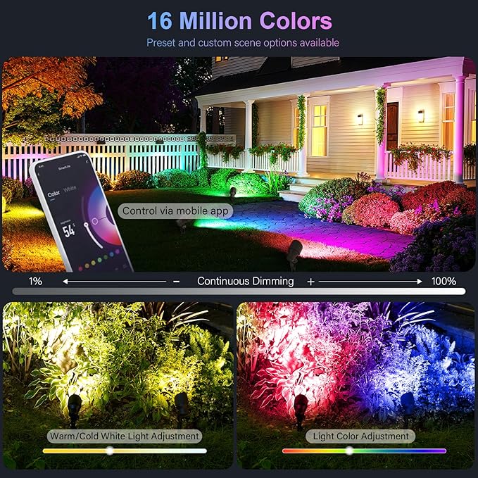 GOODSMANN RGBW Landscape Lighting Low Voltage Spot Lights Landscape with Color - Outdoor Security Flood Light | Lumora