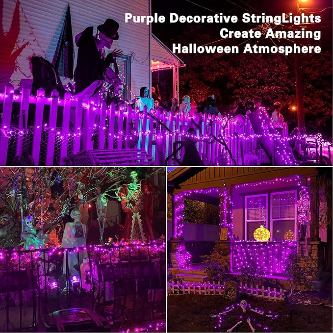 Brizled Purple Valentine Lights, 33ft 100 LED Valentine's Day Lights Outdoor, Connectable Purple String Light 120V UL Certified Christmas Tree Light, Indoor Xmas Light for Xmas Tree Party Home Decor