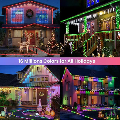Jnaurb RGB Color Changing Rope Lights Outdoor, 100ft 300LED Smart String Lights with Remote & APP Control, Waterproof Music Sync Rope Lighting - DIY Flexible Tube LED Lights for Bedroom Garden Wedding