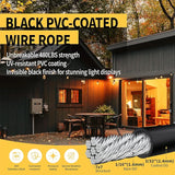 165FT All-Black Outdoor String Light Hanging Kit, 304 Stainless Steel Guide Wire with Matte Black Hardware Set | Lumora