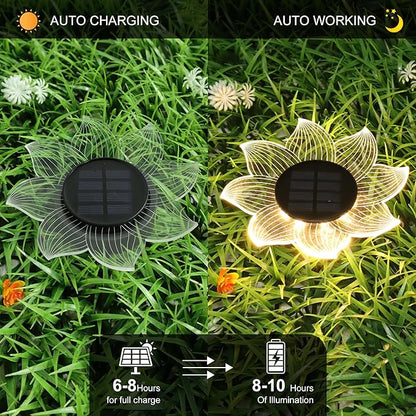 Roaming Acrylic Petal Bury Light 3-Pack Suitable for Gardens, Courtyards, Terraces, Corridors, Alleys, and Pedestrian Walkways (Sunflower)