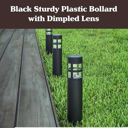Solar Path Bollard Lights, Set of 8-15.4” Outdoor Stake Lighting for Garden, Landscape, Yard, Patio, Deck, Driveway, Walkway by Pure Garden (Black)