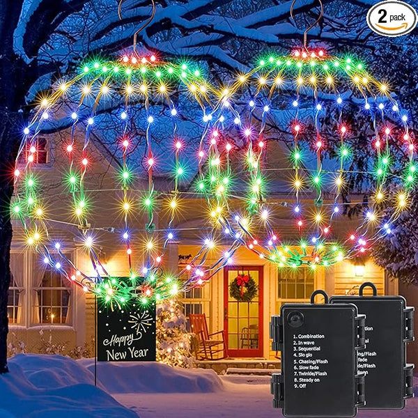 Joomer Battery Operated Christmas Ball Lights 2Pack, 13IN & 11IN Foldable Metal Sphere - Outdoor String Light | Lumora
