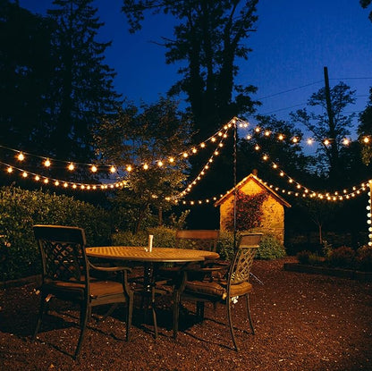 Hometown Evolution, Inc. LED Outdoor Globe String Lights (50 Foot, LED G40 Clear - White Wire - 1.6 Inch .6 Watt Bulbs)
