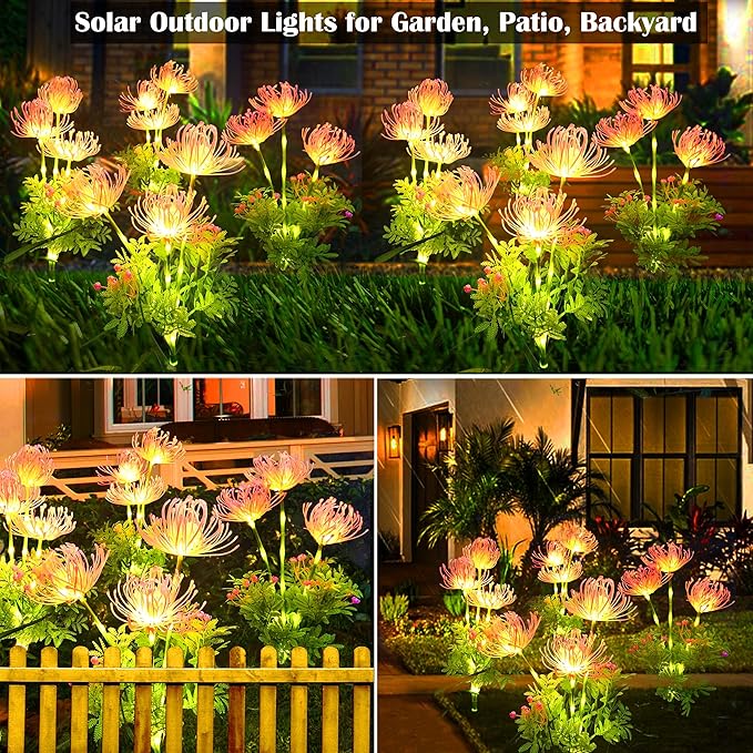 Solar Garden Lights, Solar Flowers Lights with Glowing Flowers & Stems, Solar Lights Outdoor for | Lumora