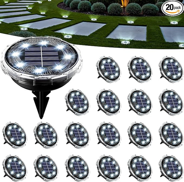 SOLPEX Solar Ground Lights 20 Pack, Solar Pathway Lights Outdoor Waterproof, Landscape Lighting for Garden | Lumora