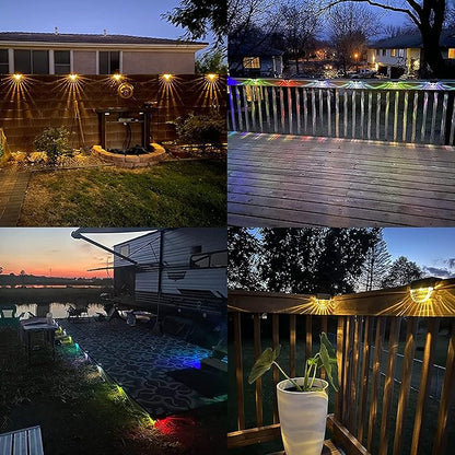 Solar Lights Outdoor, Solar Deck Lights, 6 Pack Solar Fence Step Lights Outdoor Waterproof LED for Outside Patio Stairs Yard Garden Backyard Decor, 10 Lumens,Warm White/Color Changing Lighting