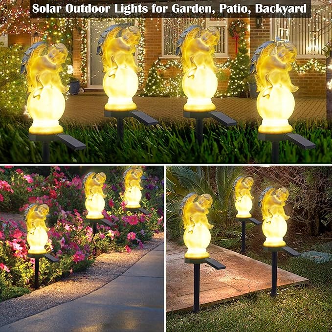 SunKite Angel Garden Solar LED Light Outdoor Waterproof Decorative Stake Lights for Yard Patio Pathway Lawn Ornaments Garden Decor Christian Christmas Decorations Gifts