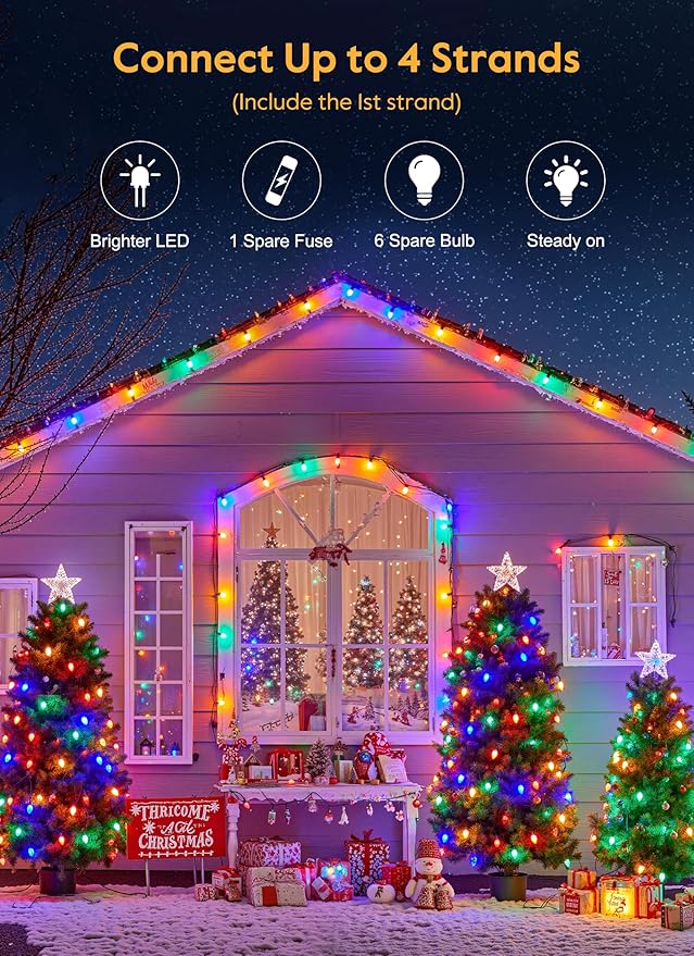 Vintage C9 LED Christmas Lights Outdoor, 150 Feet C9 String Lights with 150 Shatterproof C9 Bulbs, Waterproof | Lumora