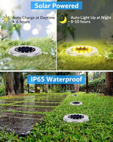 Biling Solar Ground Lights Outdoor 8 Packs, Flat Bright 12 LEDs Solar Lights Outdoor Waterproof for Yard Walkway | Lumora