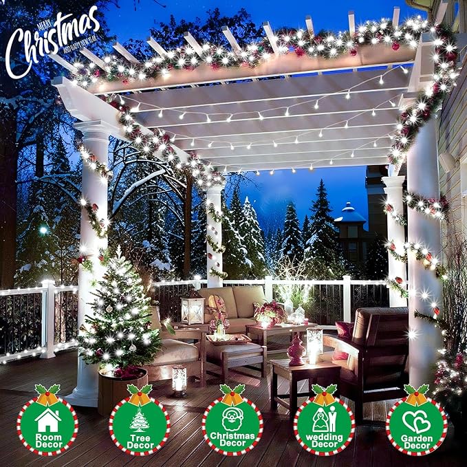 SAUIRS 600FT 1500 LED Christmas Lights Outdoor String Lights with 8 Modes Timer Waterproof Fairy Light Plug in for | Lumora
