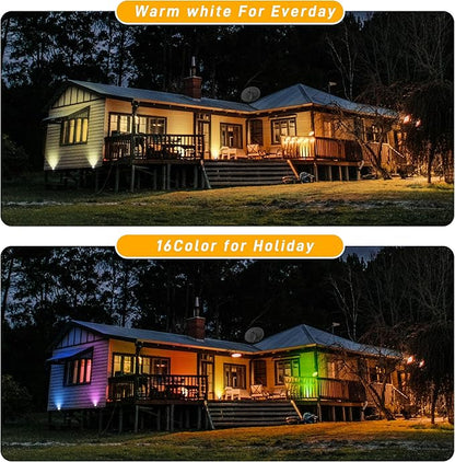 12W RGBW Low Voltage Landscape Lights, LED Color Changing Landscape Lighting,12V 24V Waterproof Outdoor Spotlight for Yard Garden Path Decor,12PACK