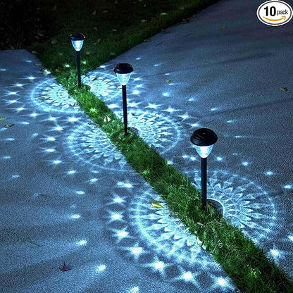 EXCMARK 10 Pack Solar Lights for Outside Pathway Walkway Driveway Garden Yard Solar Powered Lights Outdoor Waterproof. (Cool White)