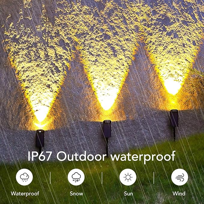 Solar Pathway Light Stake Light, Bright IP67 Waterproof Warm Lighting, Dusk to Dawn Adjustable Angle Garden Light for Lawn, Energy Saving and Easy Installation